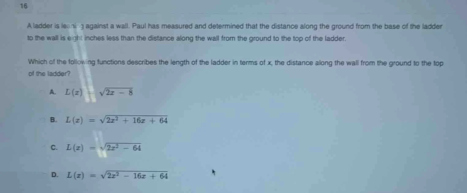 16 a ladder is leaning against a wall. paul has measured and determined…