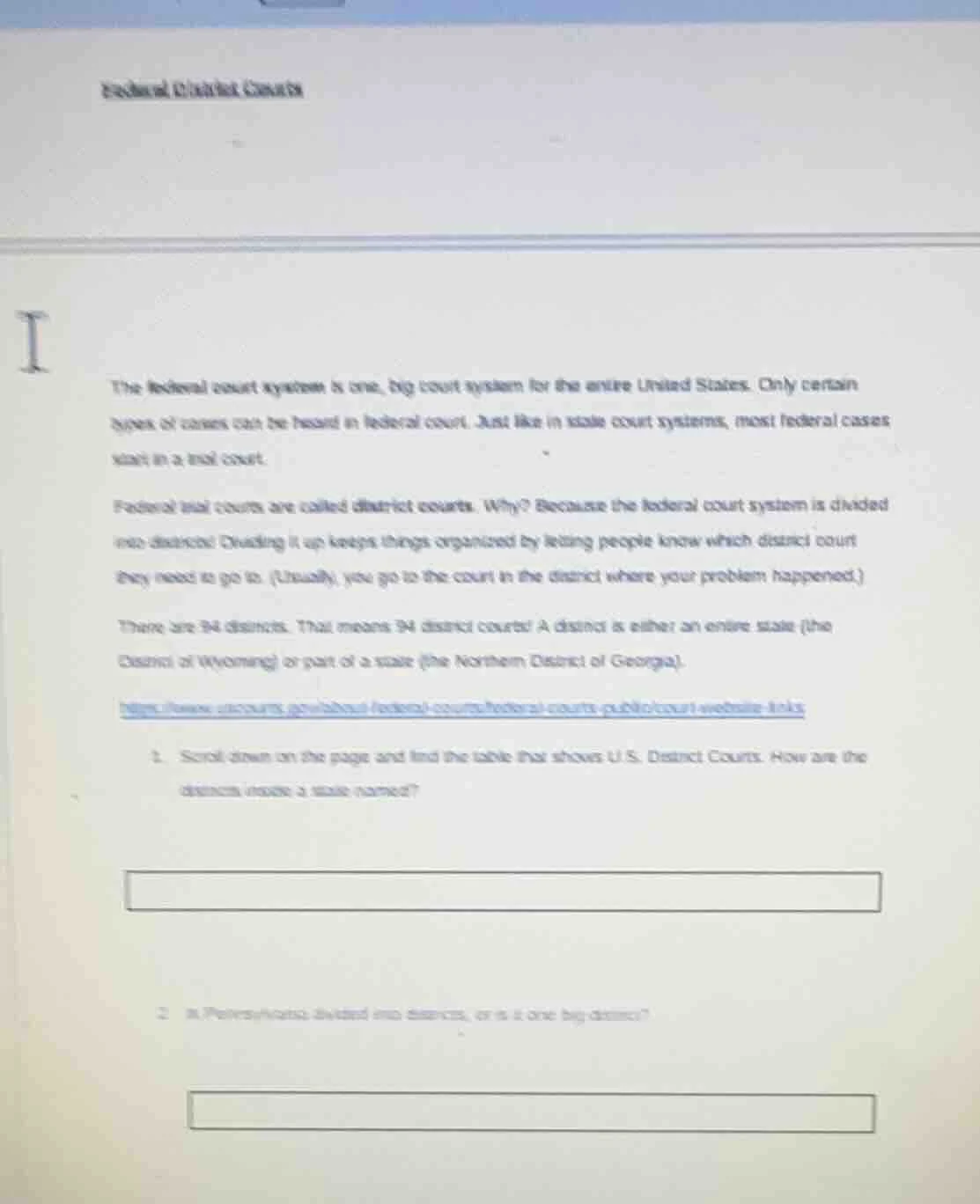 federal district courts the federal court system is one, big court syst…
