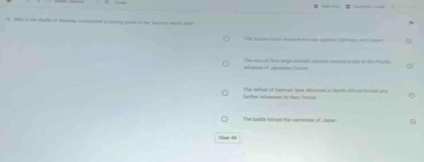 13. why is the battle of midway considered a turning point in the secon…