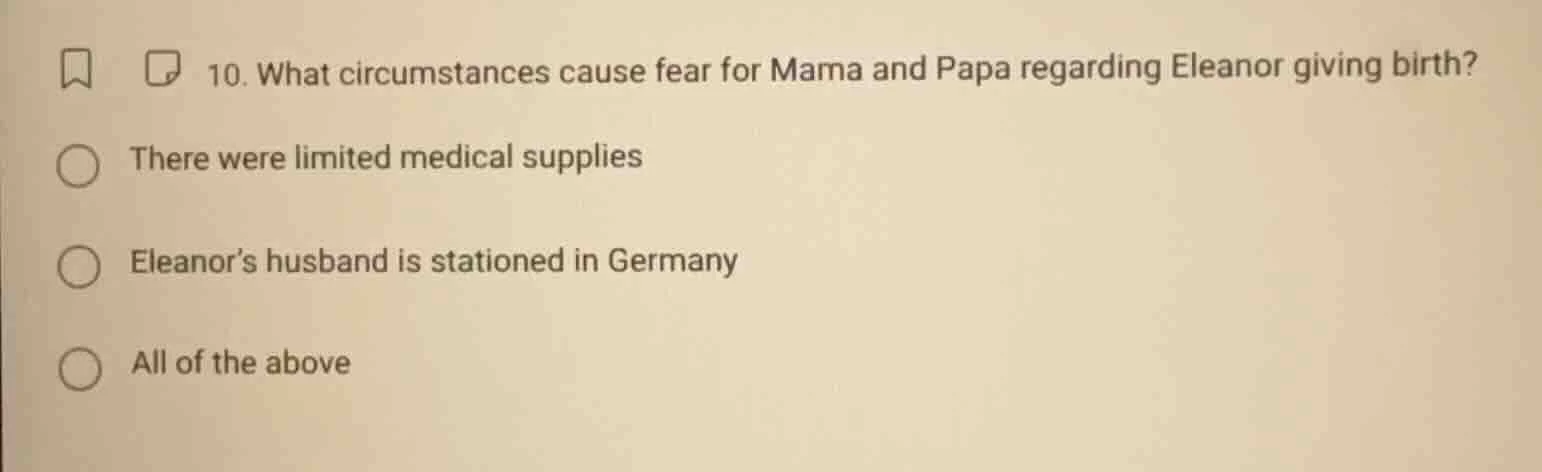 10. what circumstances cause fear for mama and papa regarding eleanor g…