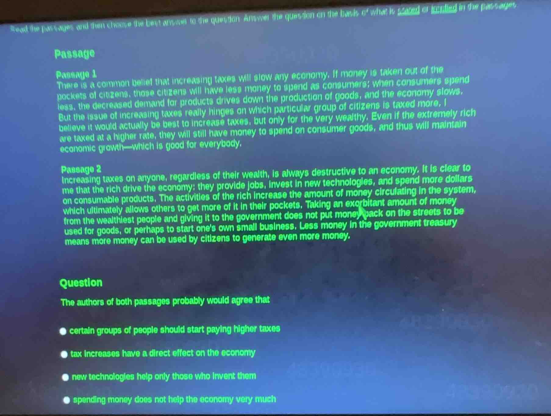 read the passages and then choose the best answer to the question. answ…