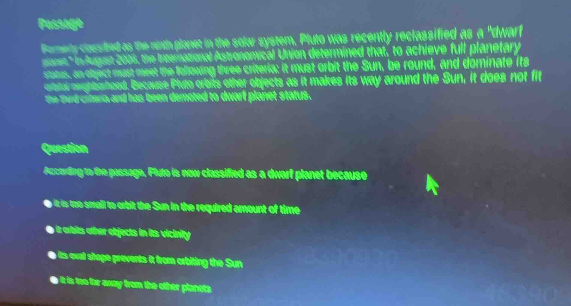 passage formerly classified as the ninth planet in the solar system, pl…