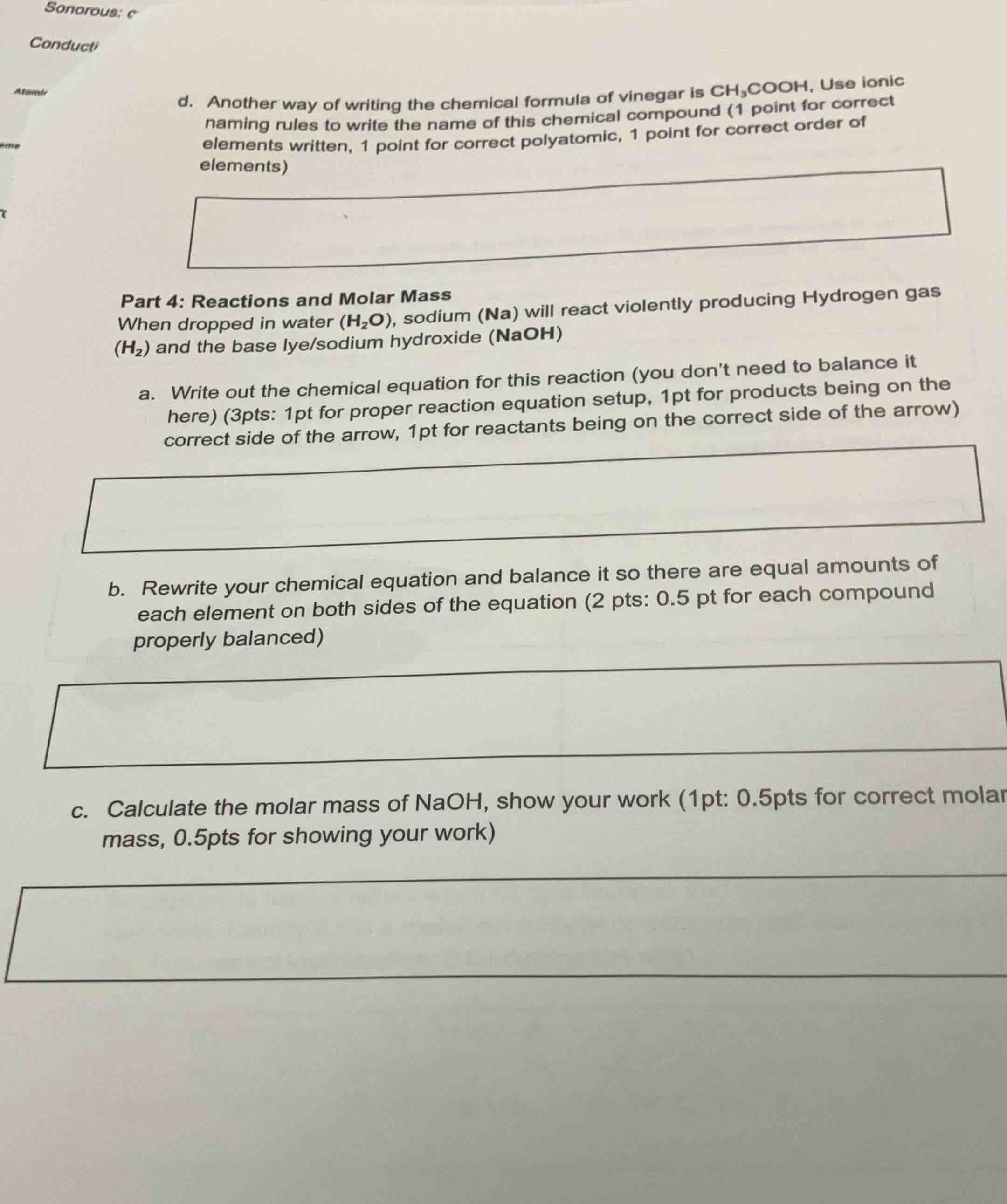 d. another way of writing the chemical formula of vinegar is ch₃cooh. u…