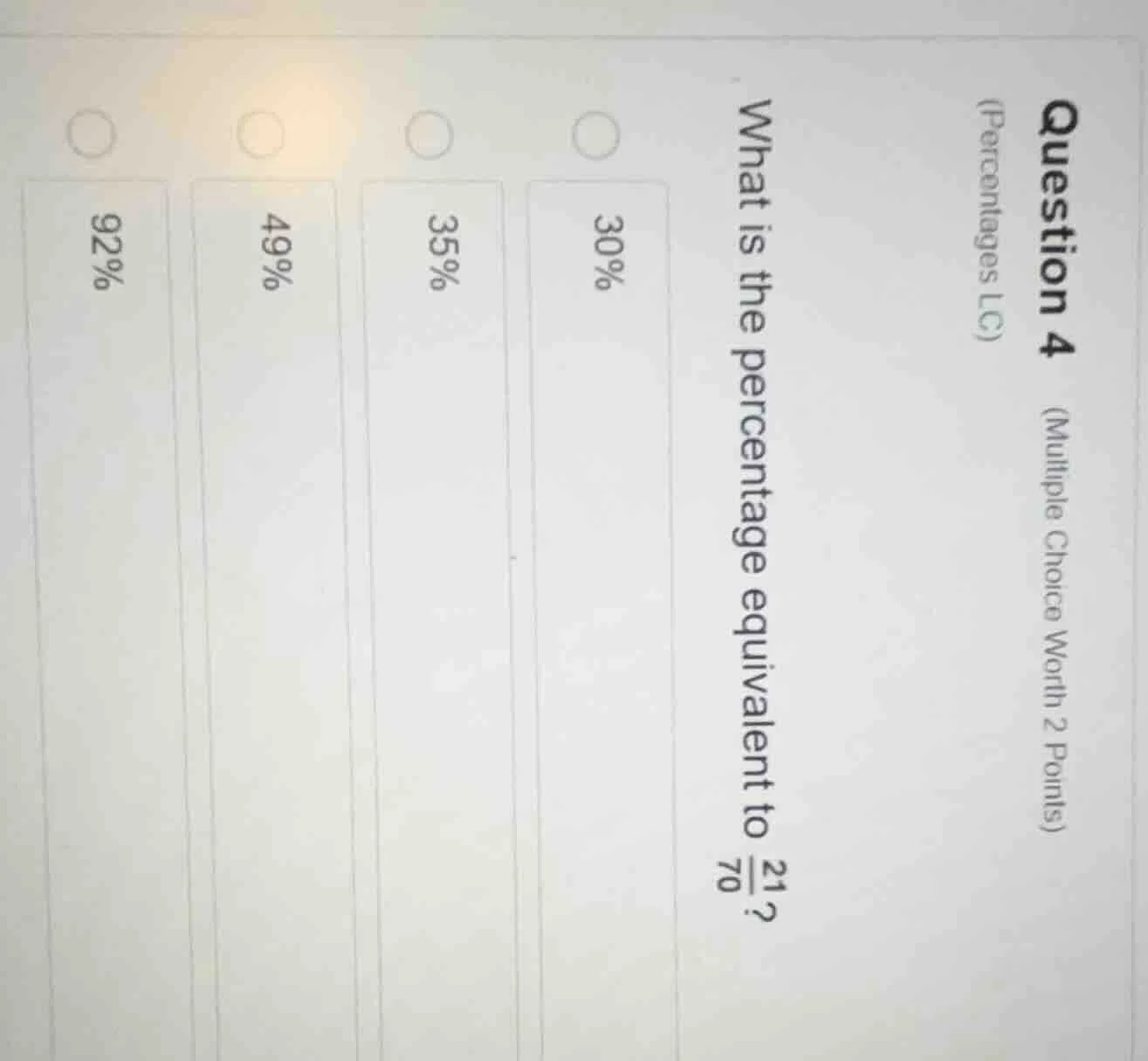 question 4 (multiple choice worth 2 points) (percentages lc) what is th…