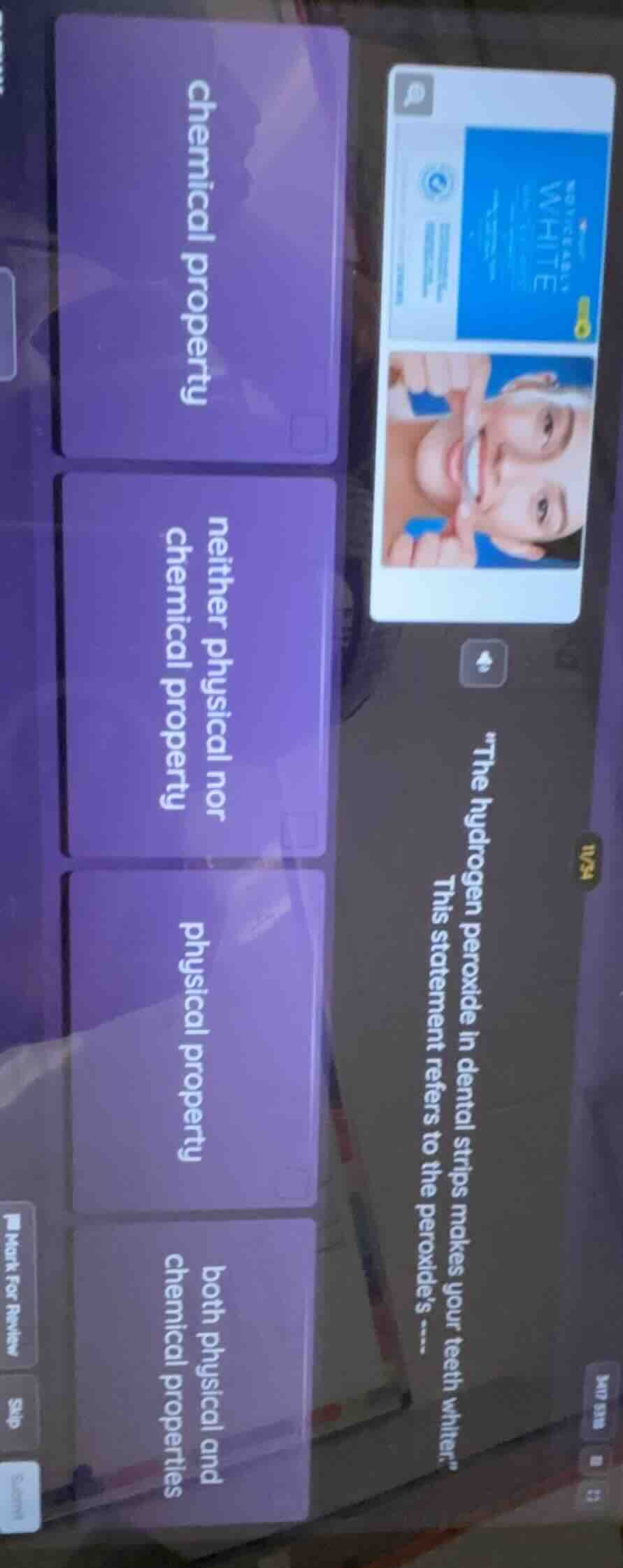 the hydrogen peroxide in dental strips makes your teeth whiter. this st…