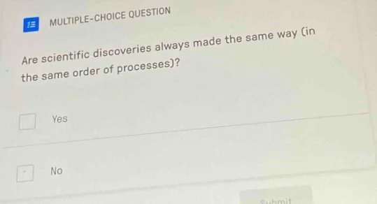 multiple-choice question are scientific discoveries always made the sam…