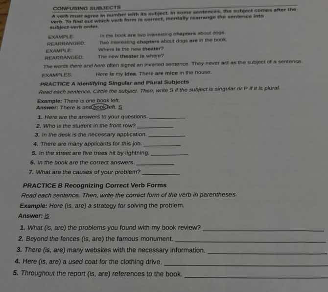 confusing subjects a verb must agree in number with its subject. in som…