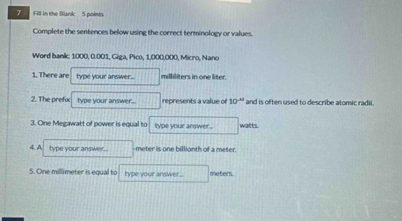 7 fill in the blank 5 points complete the sentences below using the cor…