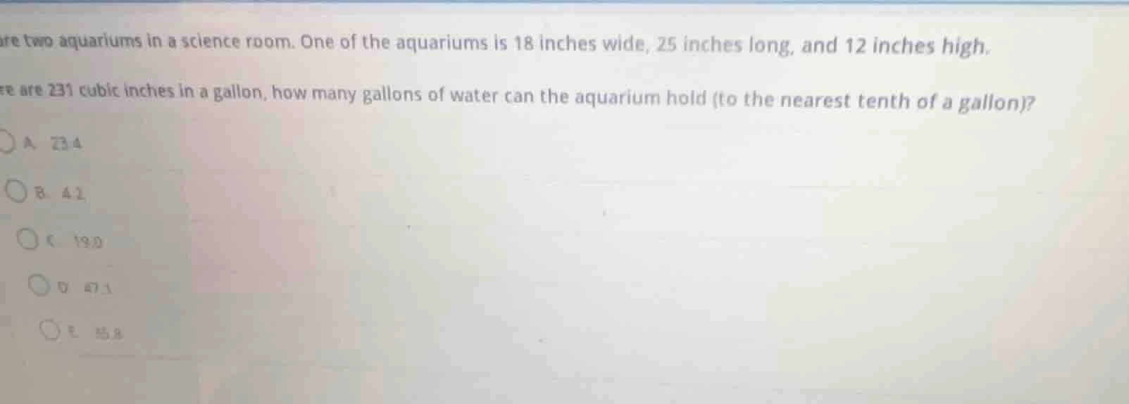 are two aquariums in a science room. one of the aquariums is 18 inches …