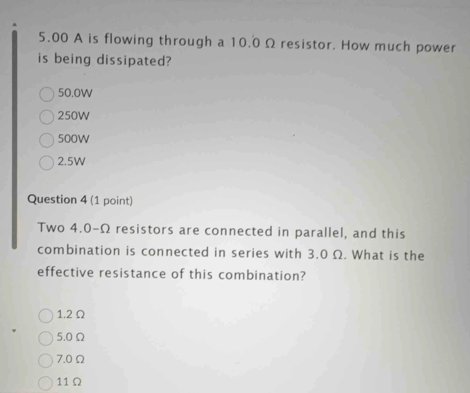 5.00 a is flowing through a 10.0 ω resistor. how much power is being di…