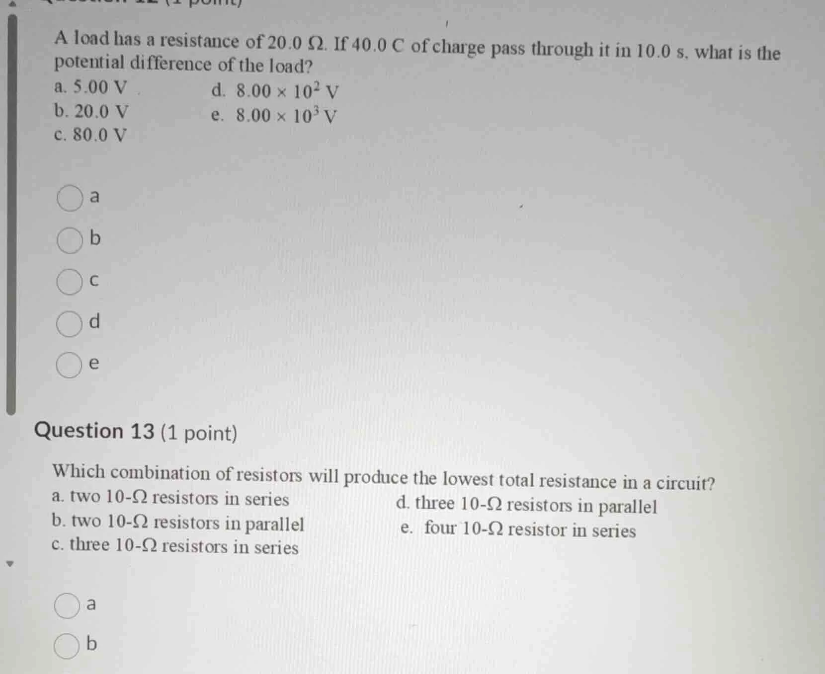 a load has a resistance of 20.0 ω. if 40.0 c of charge pass through it …