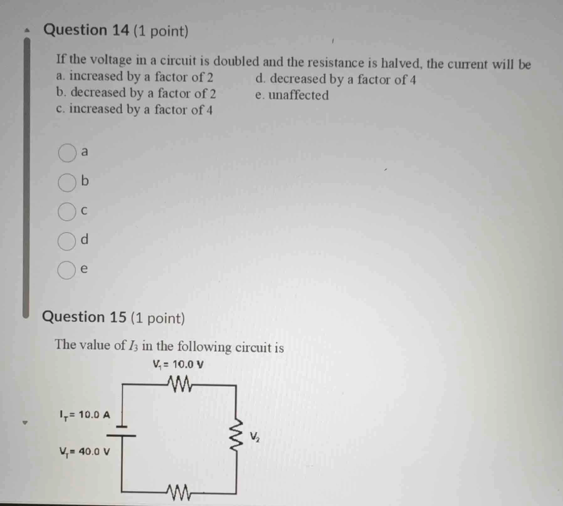 question 14 (1 point) if the voltage in a circuit is doubled and the re…
