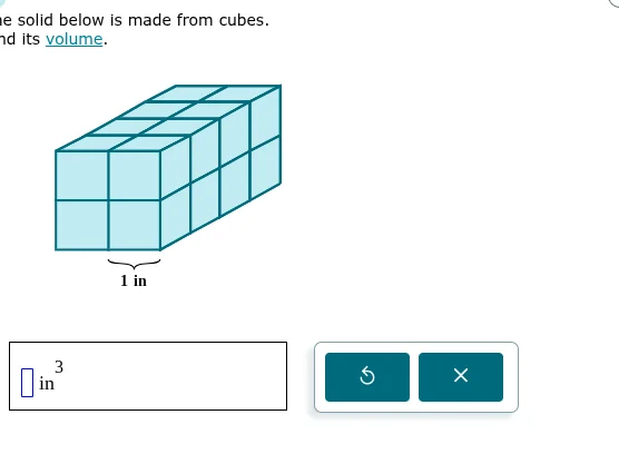 the solid below is made from cubes. find its volume. 1 in