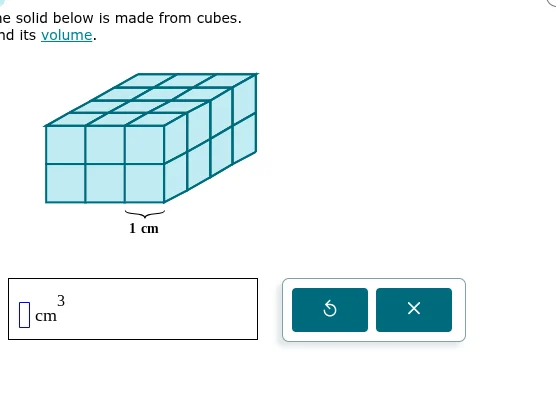 the solid below is made from cubes. find its volume. 1 cm