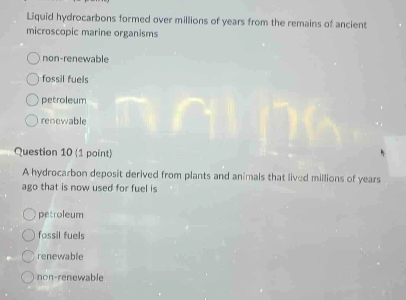 liquid hydrocarbons formed over millions of years from the remains of a…