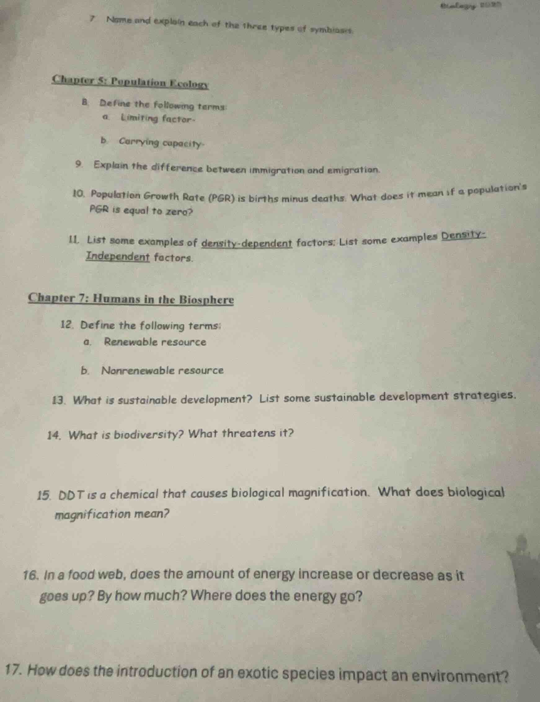 7 name and explain each of the three types of symbiosis. chapter 5: pop…