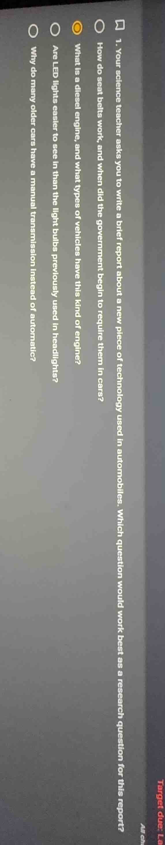 1. your science teacher asks you to write a brief report about a new pi…