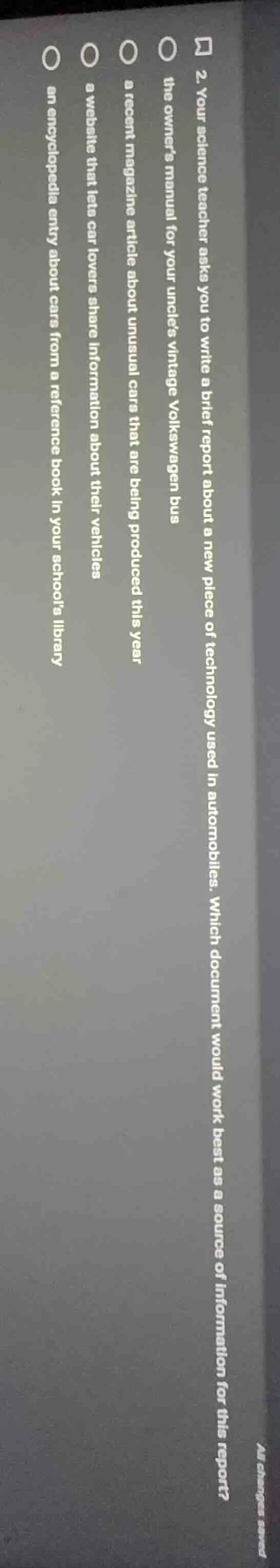 2. your science teacher asks you to write a brief report about a new pi…