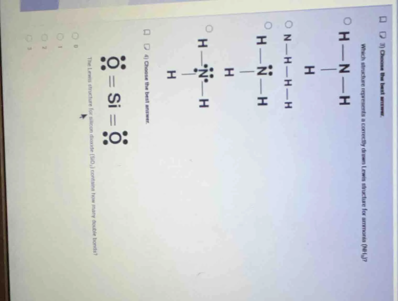 3) choose the best answer. which structure represents a correctly drawn…