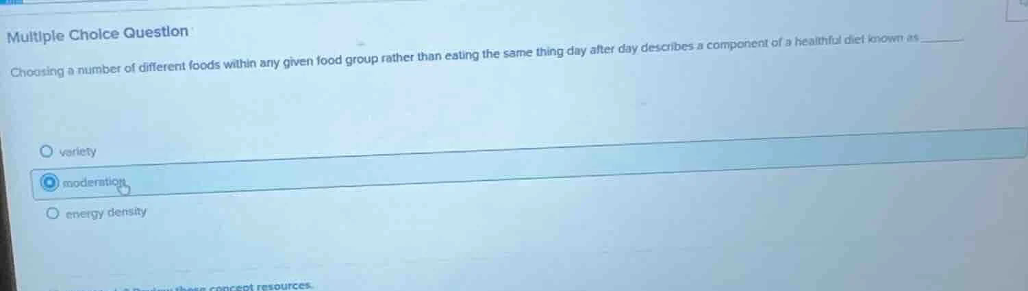 multiple choice question choosing a number of different foods within an…