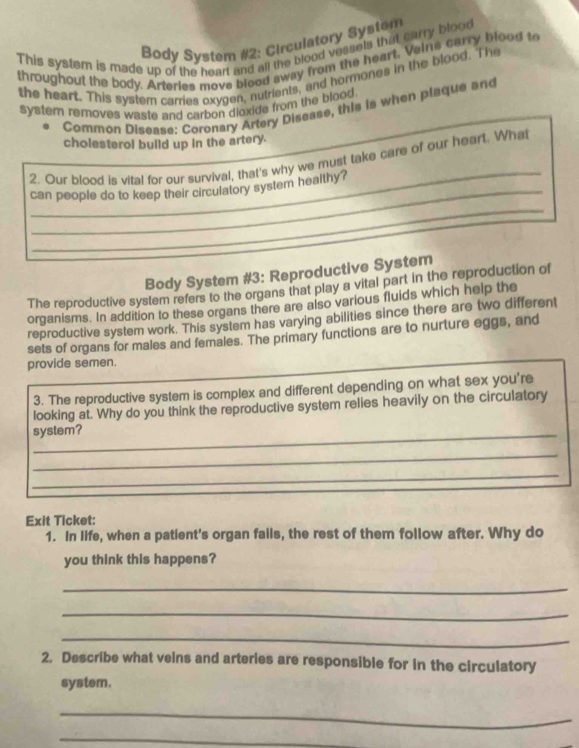 body system #2: circulatory system this system is made up of the heart …