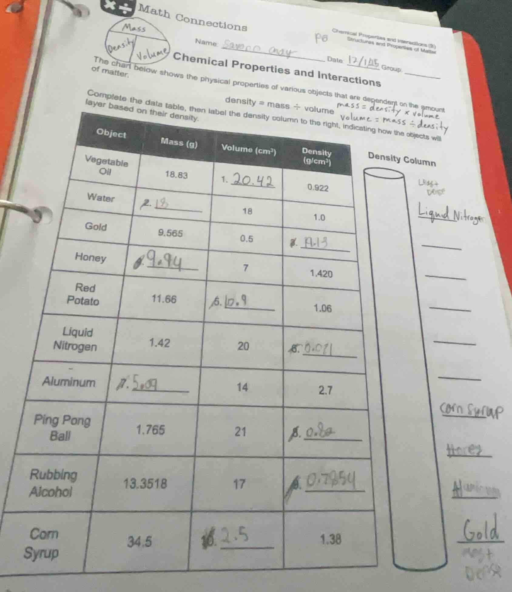 math connections chemical properties and interactions name: date group:…