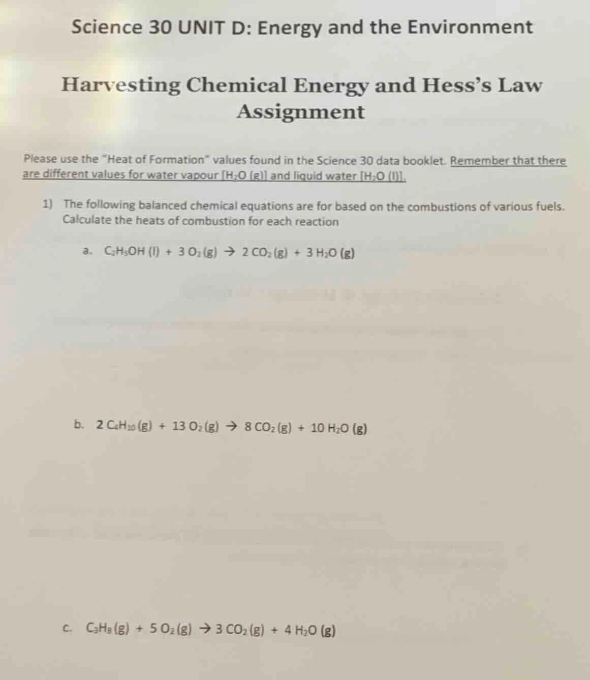 science 30 unit d: energy and the environment harvesting chemical energ…