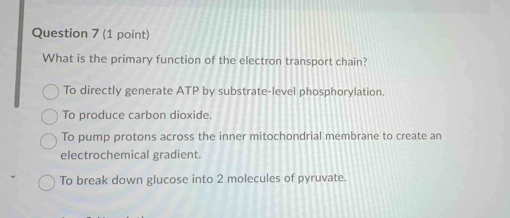 question 7 (1 point) what is the primary function of the electron trans…