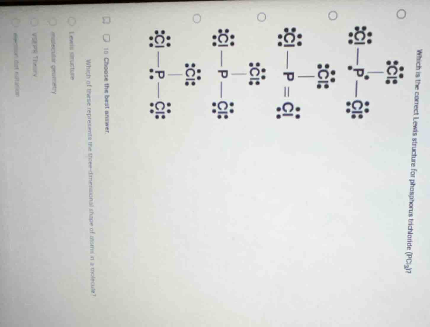 which is the correct lewis structure for phosphorus trichloride (pcl₃)?…