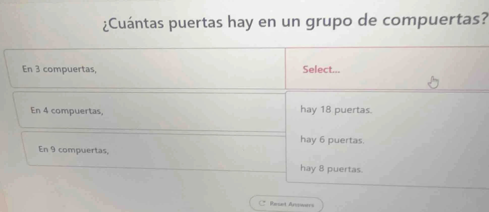 ¿cuántas puertas hay en un grupo de compuertas? en 3 compuertas, select…