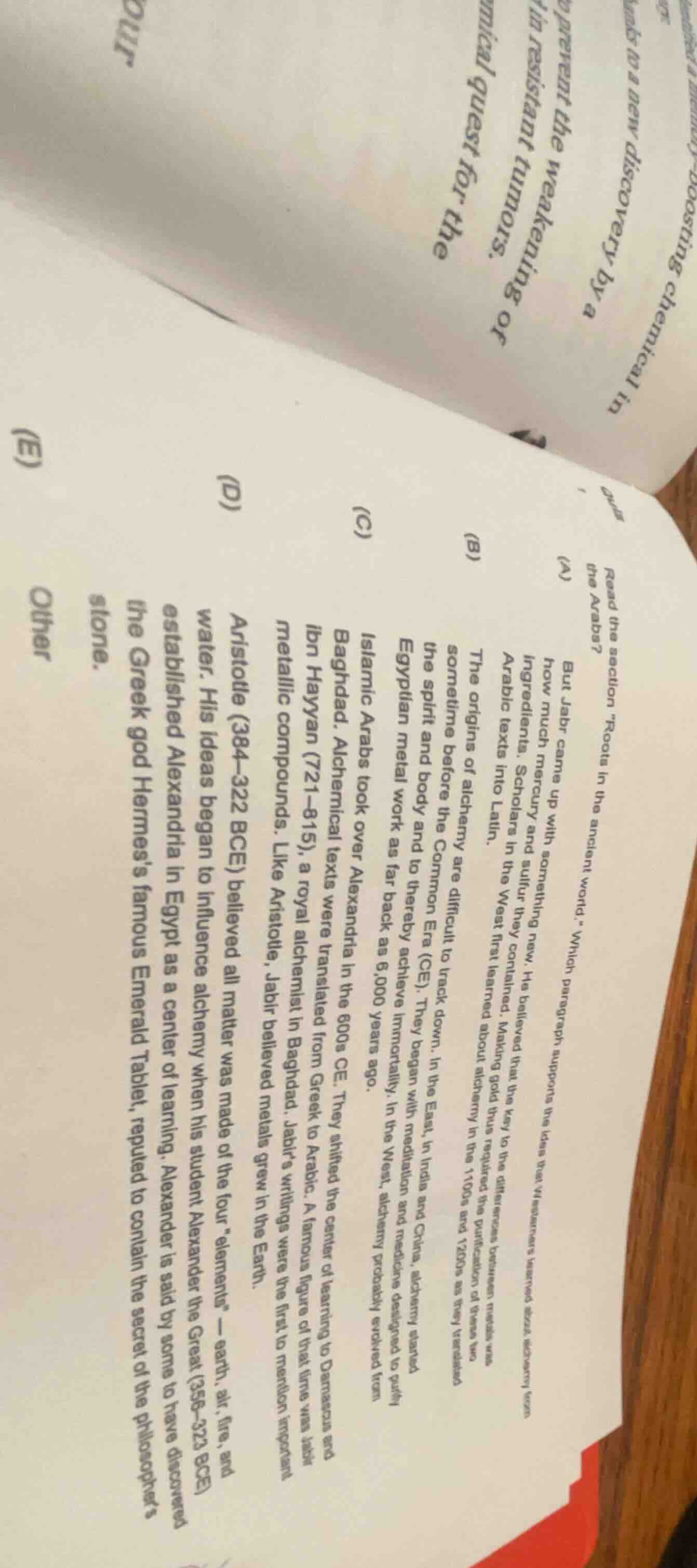 read the section “roots in the ancient world.” which paragraph supports…