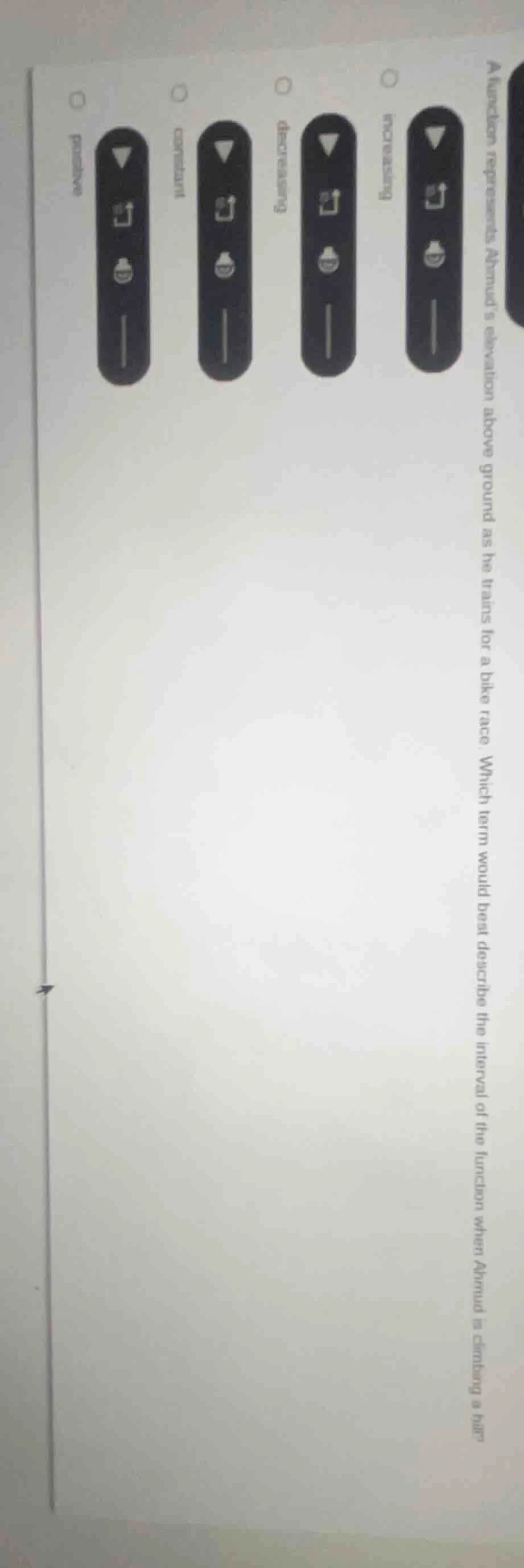 a function represents ahmad’s elevation above ground as he trains for a…