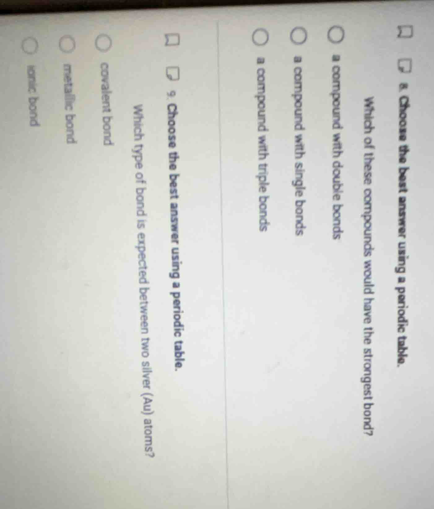 8. choose the best answer using a periodic table. which of these compou…