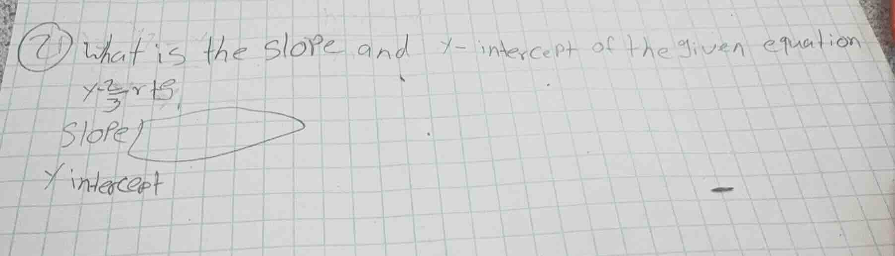 7 what is the slope and y - intercept of the given equation ( y = \frac…