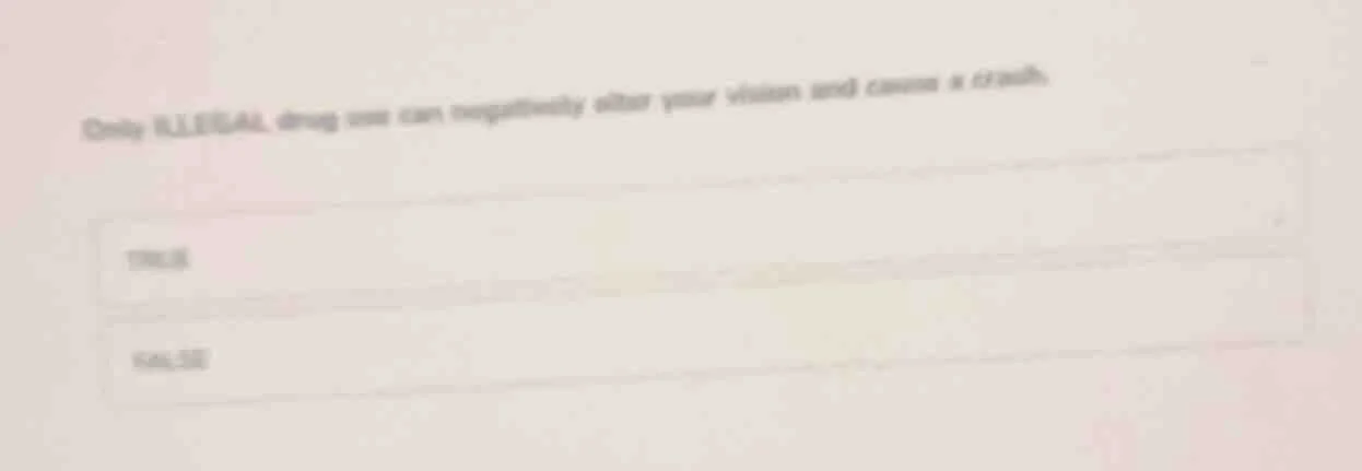 only illegal drug use can negatively alter your vision and cause a cras…