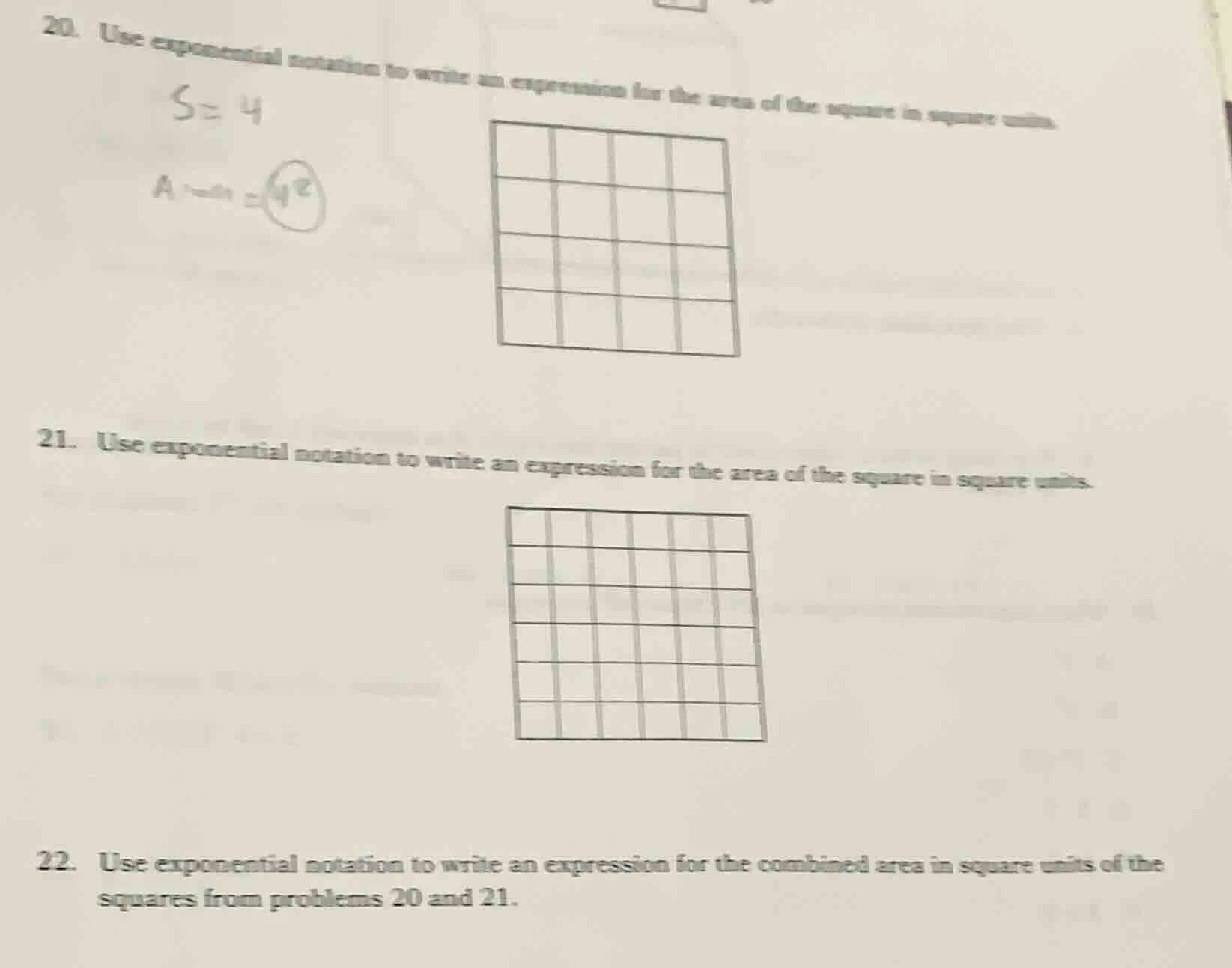 20. use exponential notation to write an expression for the area of the…