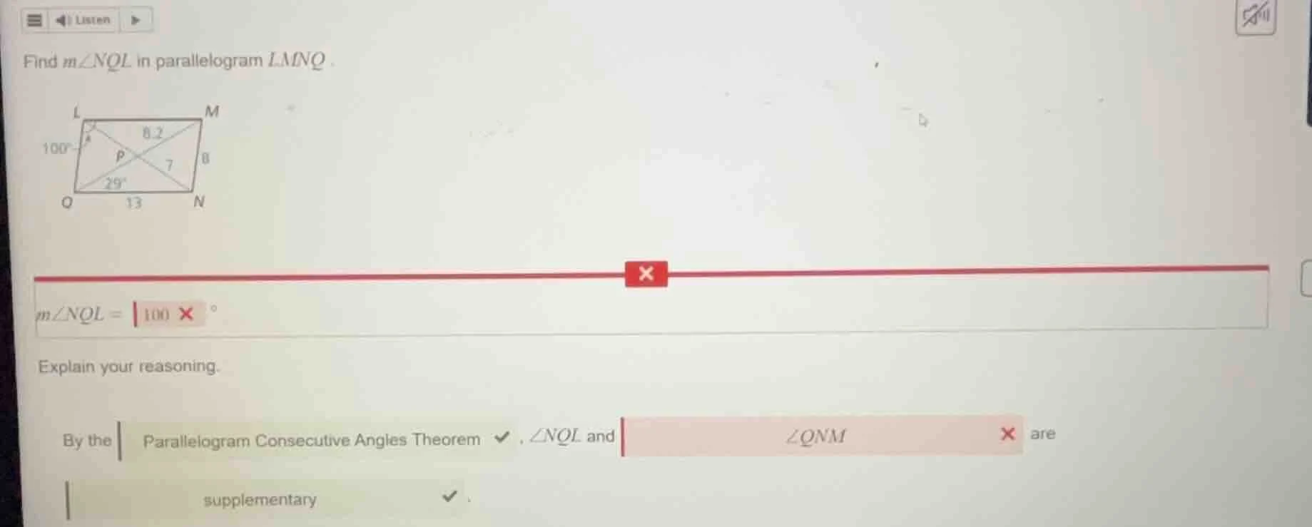 find ( mangle nql ) in parallelogram ( lmnq ). ( mangle nql = ) (\boxed…