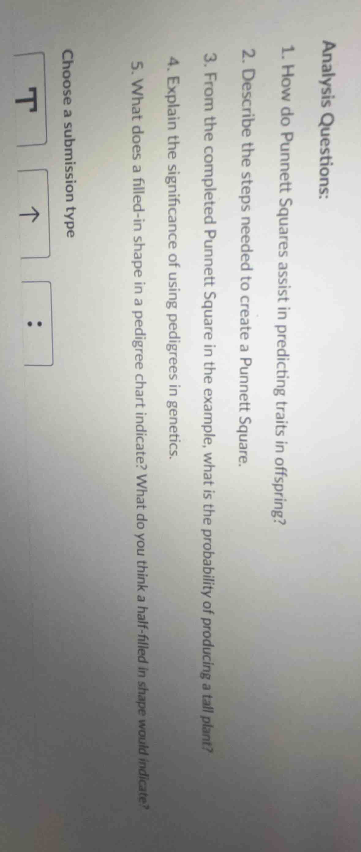 analysis questions: 1. how do punnett squares assist in predicting trai…