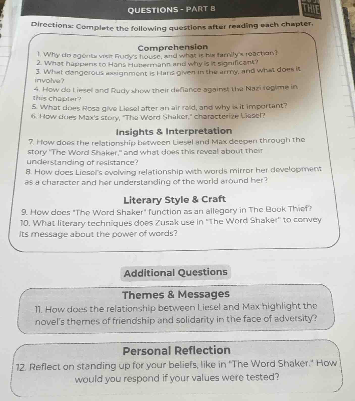 questions - part 8 directions: complete the following questions after r…