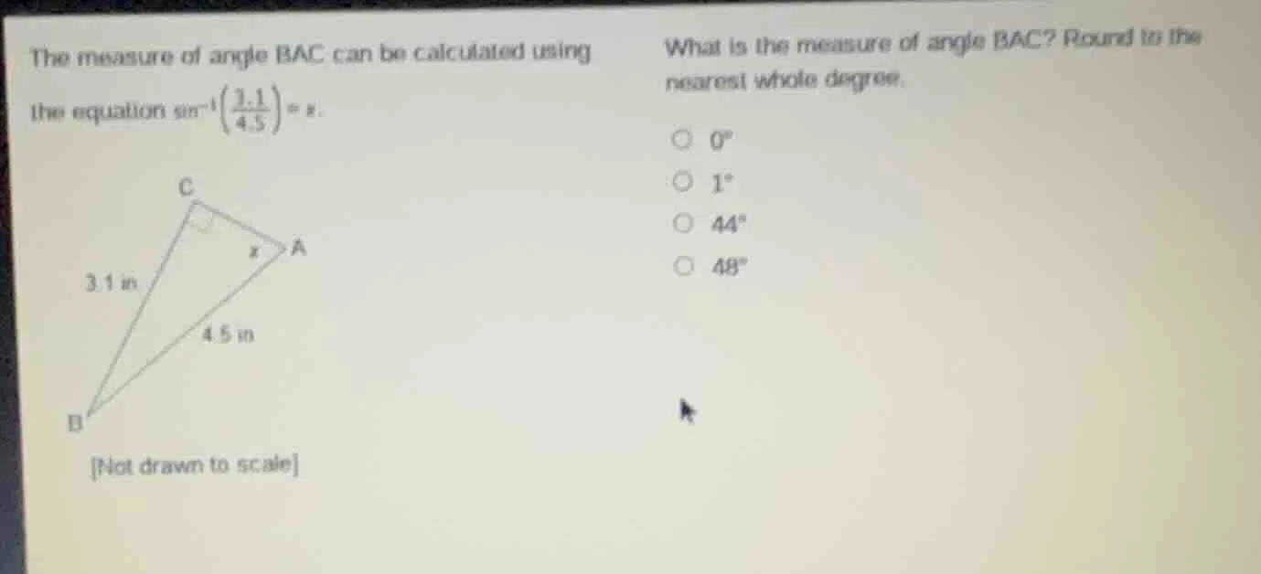 the measure of angle bac can be calculated using the equation \\(\\sin^…