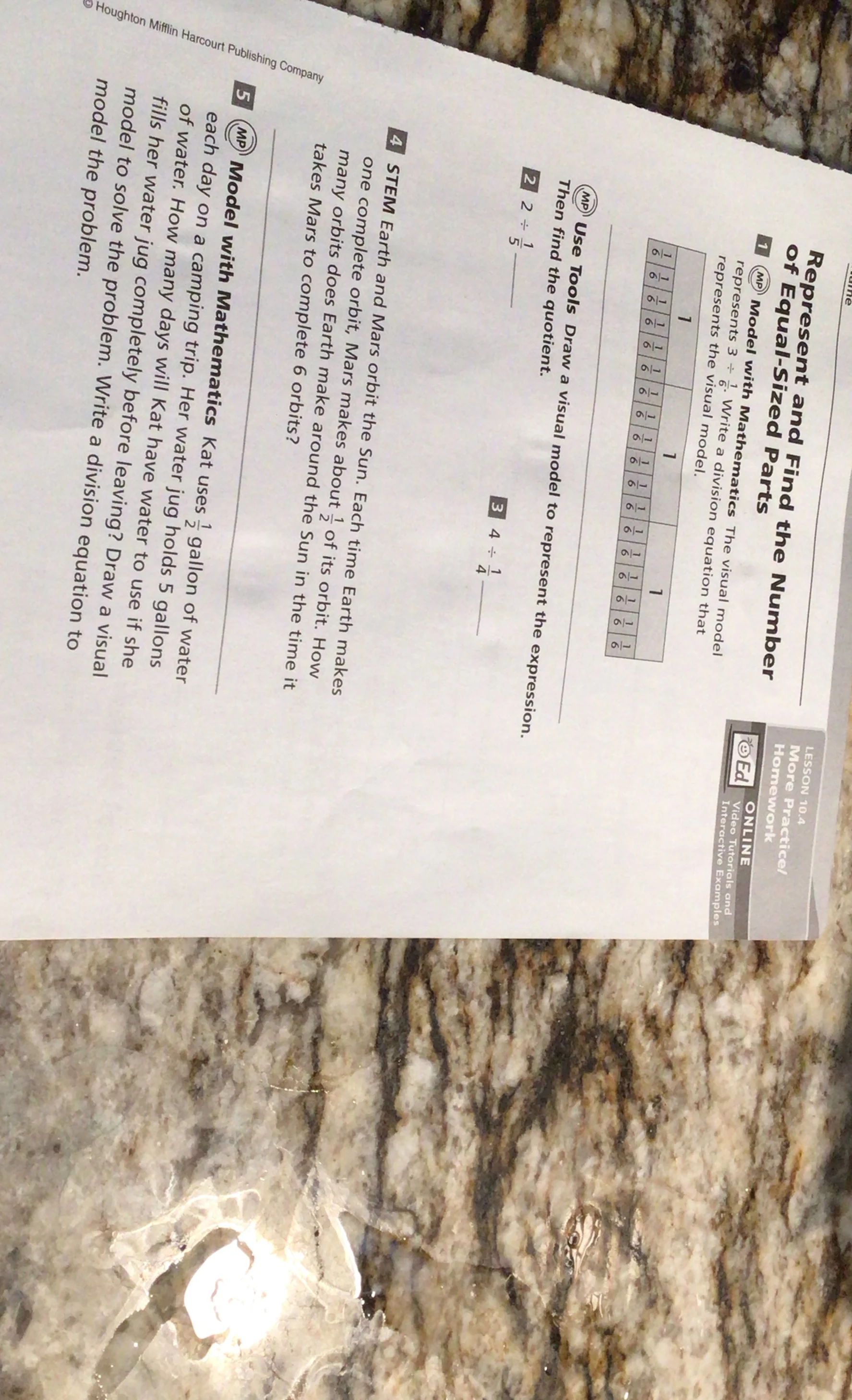 represent and find the number of equal - sized parts 1 model with mathe…