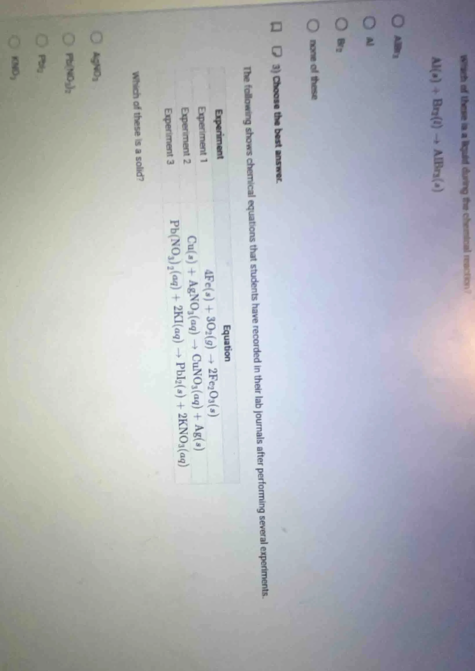 3) choose the best answer. the following shows chemical equations that …