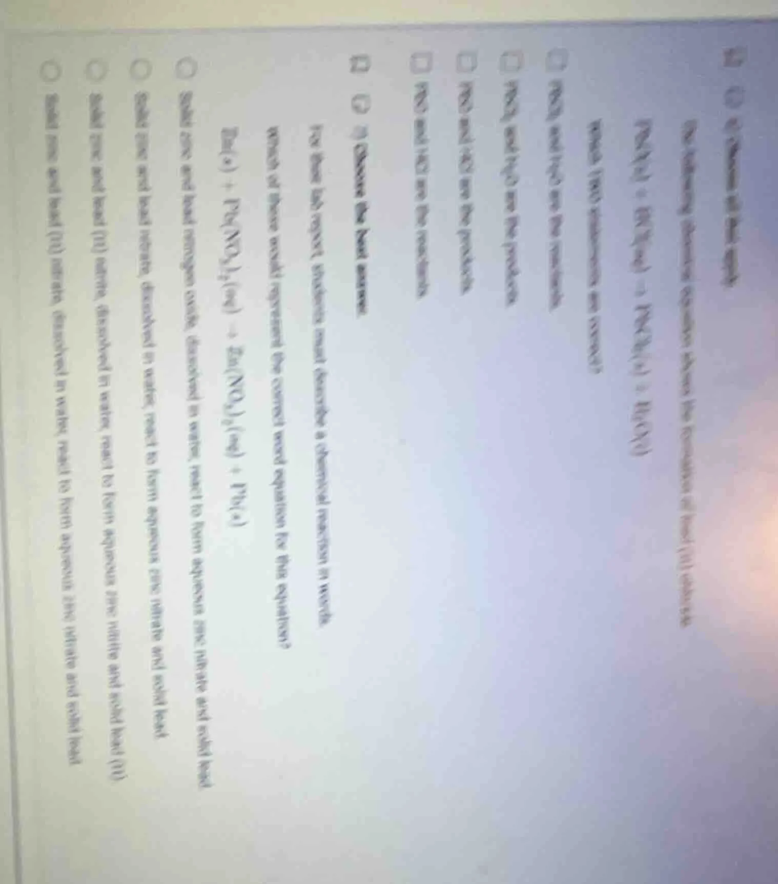 for the lab report, students must describe a chemical reaction in words…