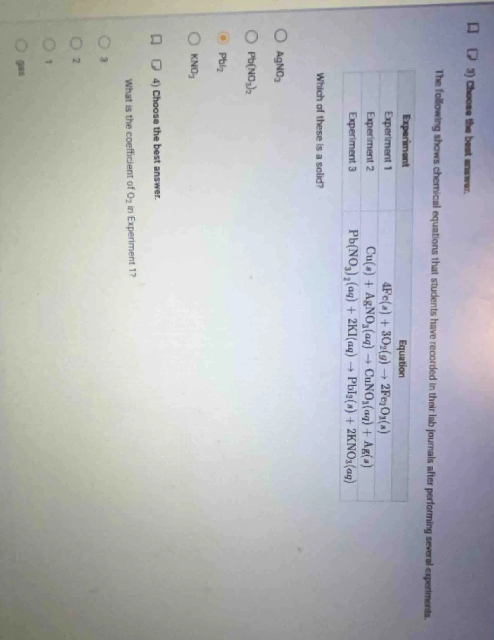 3) choose the best answer. the following shows chemical equations that …
