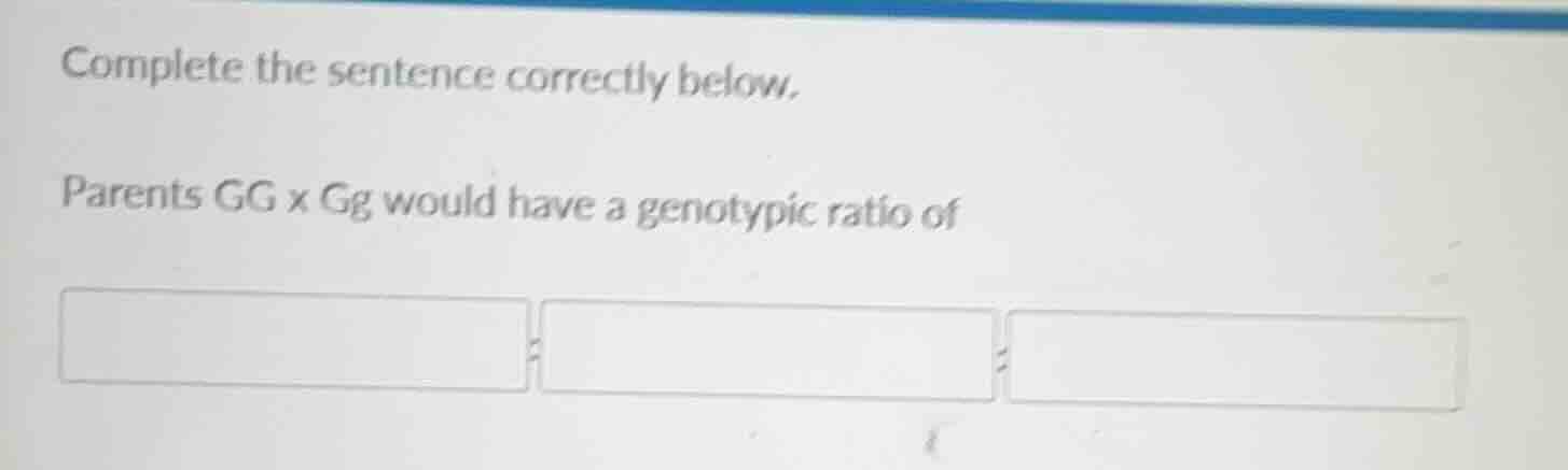 complete the sentence correctly below. parents gg × gg would have a gen…