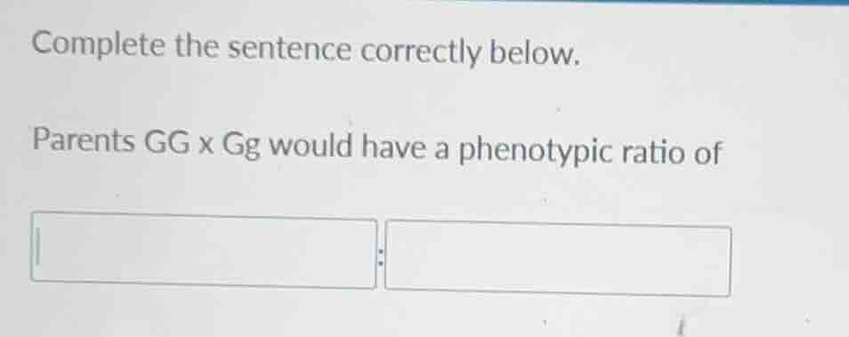 complete the sentence correctly below. parents gg x gg would have a phe…