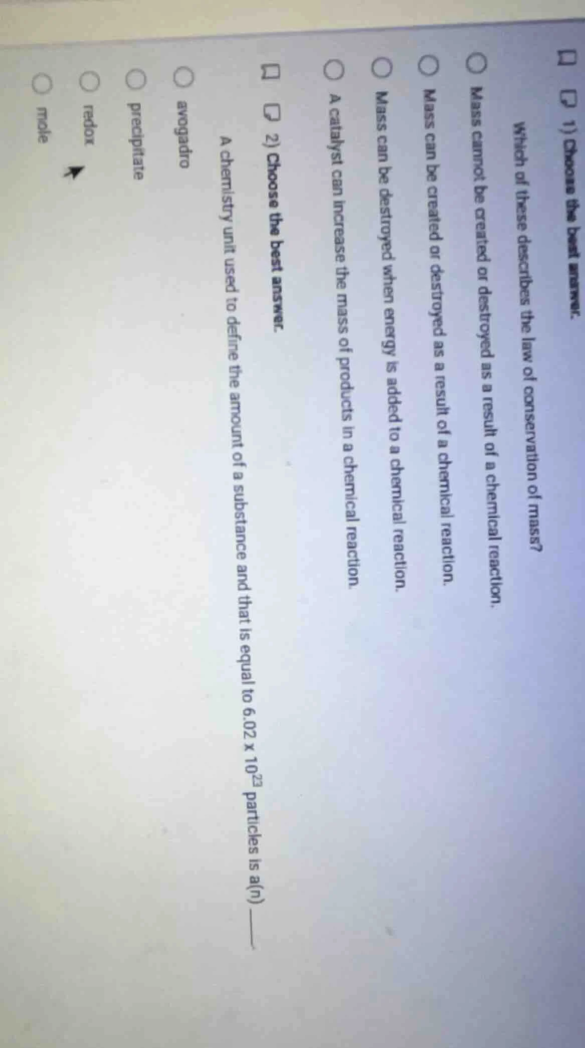 1) choose the best answer. which of these describes the law of conserva…