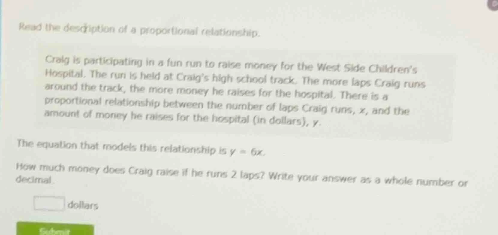 read the description of a proportional relationship. craig is participa…