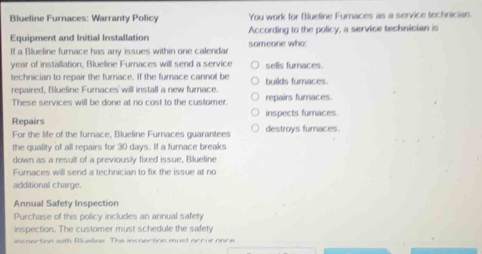 blueline furnaces: warranty policy equipment and initial installation i…
