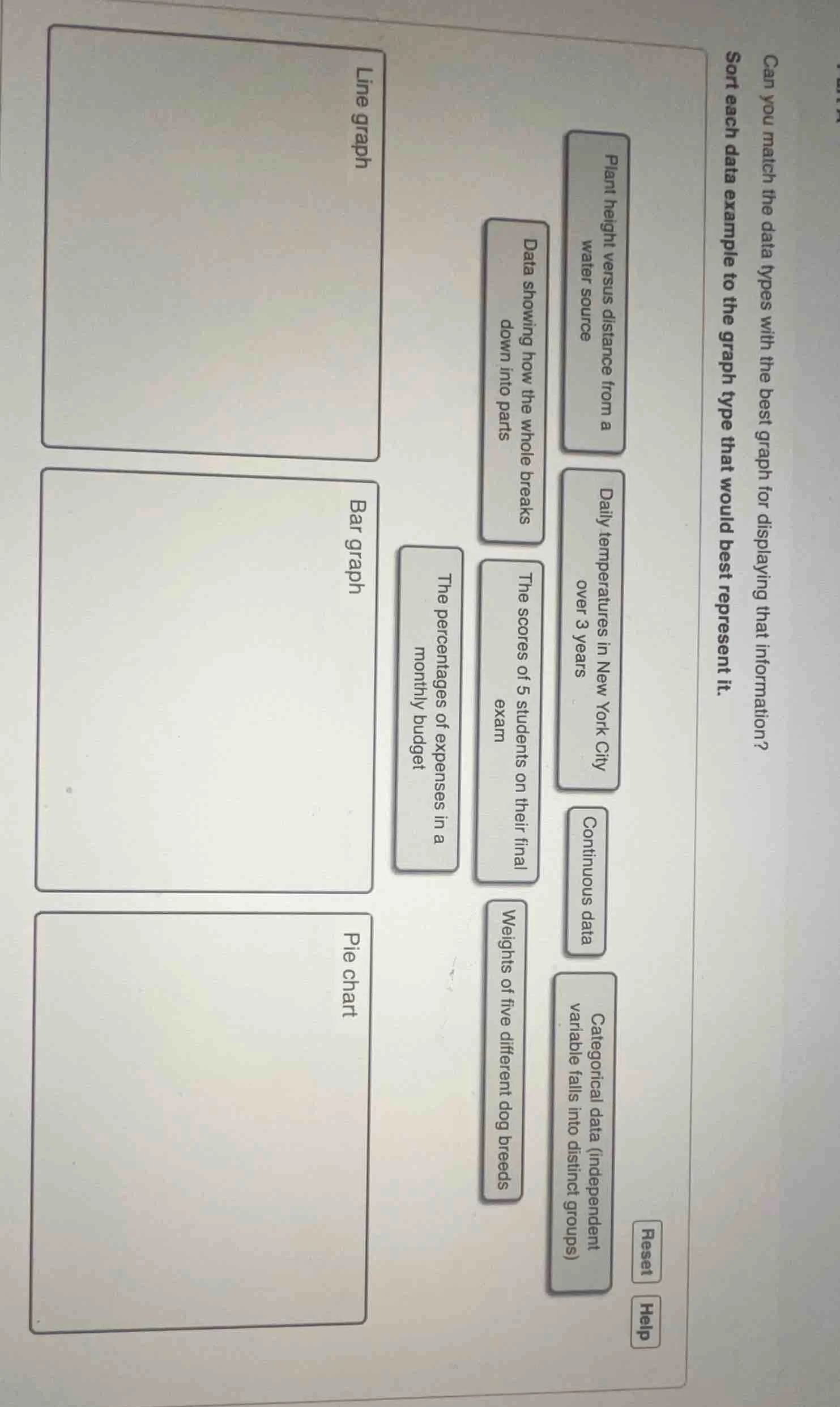 can you match the data types with the best graph for displaying that in…